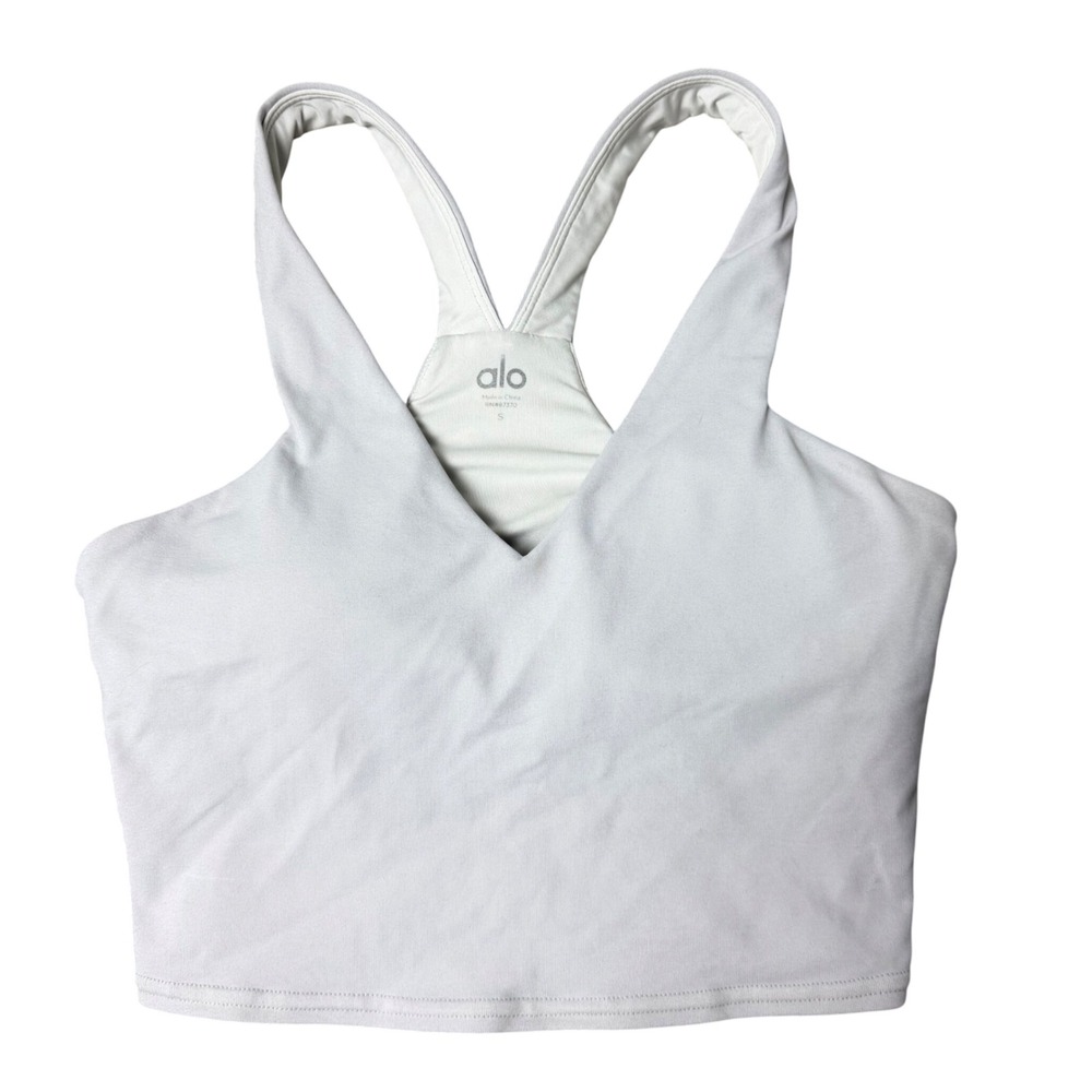 Alo Yoga Real Bra Tank Gray Cropped Racerback Sports Bra Top Small